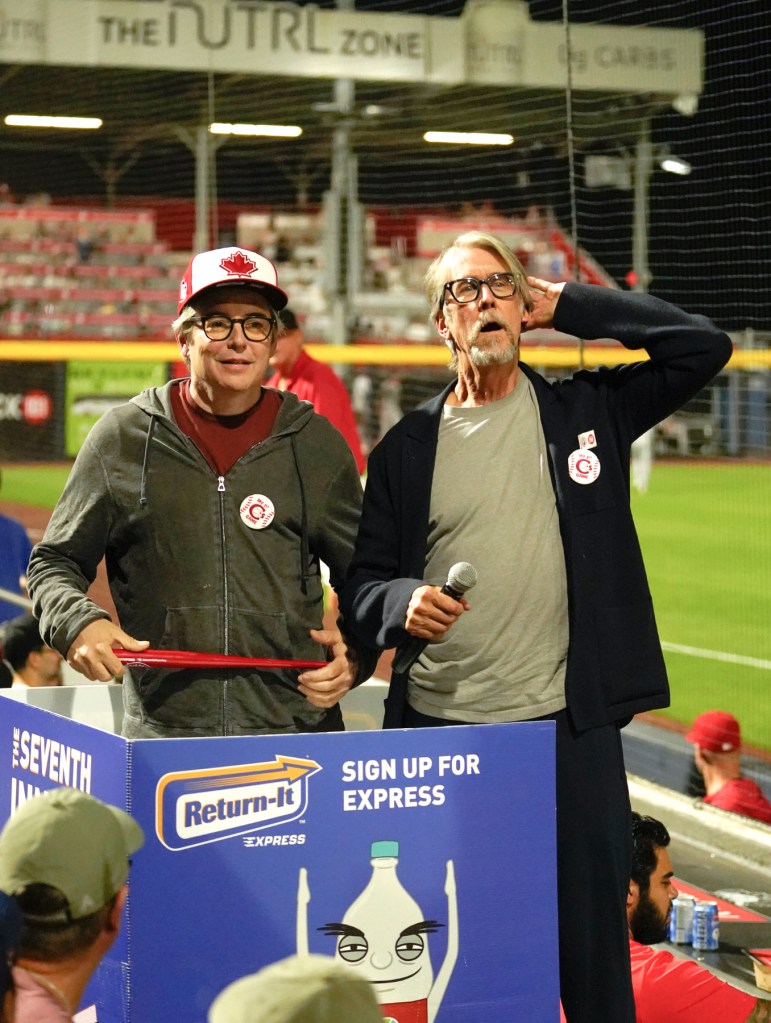 Matthew Broderick and Alan Ruck, two of the stars from the 1986 classic Ferris Bueller's Day Off, were at the Vancouver Canadians' game at Nat Bailey Stadium on Saturday (Aug. 23) and led the crowd in singing "Take Me Out to the Ballgame."