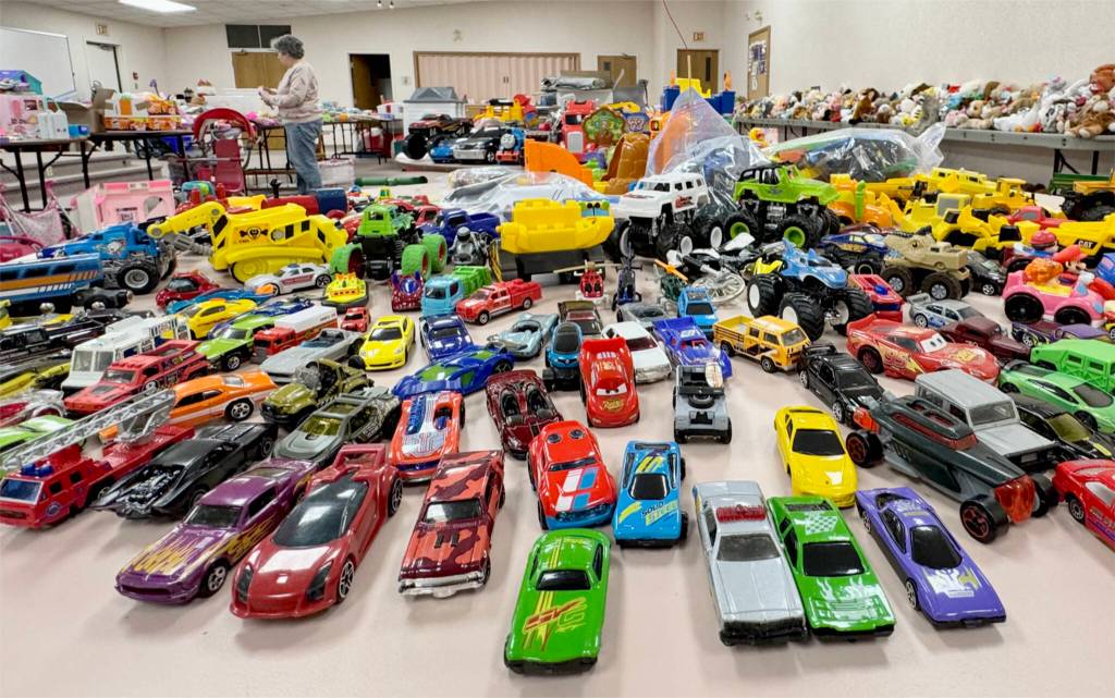 The tables and displays of toys at Wetaskiwin Church of God (4407 56 Ave.) are all set up and ready for the shopping day on Dec. 6. (Photo submitted)